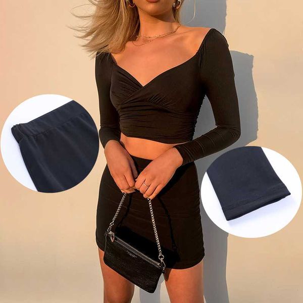 spring autumn women skirt set long sleeve v neck off the shoulder crop mini bodycon skirts set streetwear two piece, Gray
spring autumn women skirt set long sleeve v neck off the shoulder crop mini bodycon skirts set streetwear two piece, Gray