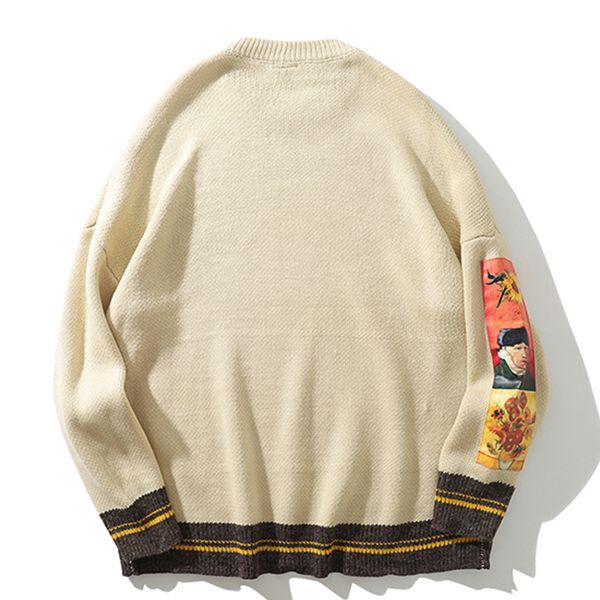 hip hop fashion sweater pullover men van gogh painting embroidery knitted sweater harajuku male streetwear casual pullover 201202, White;black
hip hop fashion sweater pullover men van gogh painting embroidery knitted sweater harajuku male streetwear casual pullover 201202, White;black