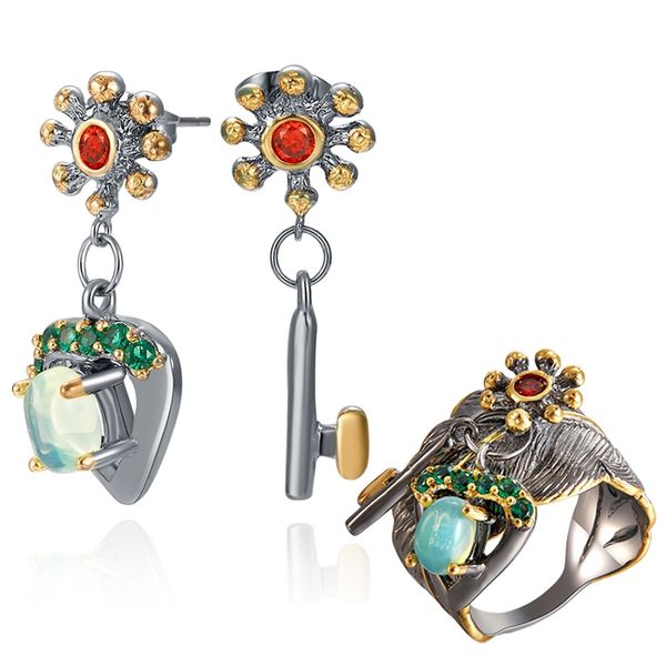 beautiful christmas gift drop earrings ring pave peacock blue multi stone key/heart statement 2pcs jewelry sets, Silver
beautiful christmas gift drop earrings ring pave peacock blue multi stone key/heart statement 2pcs jewelry sets, Silver