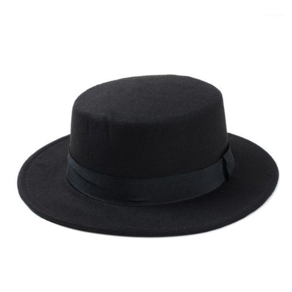 10 color men women felt fedora hat flat dome oval bowler porkpie sun hat with black ribbon band 251, Blue;gray
10 color men women felt fedora hat flat dome oval bowler porkpie sun hat with black ribbon band 251, Blue;gray