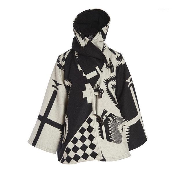 european and american autumn winter women's new products long-sleeved loose hooded coat printed woolen plush coat geometric1, Black
european and american autumn winter women's new products long-sleeved loose hooded coat printed woolen plush coat geometric1, Black