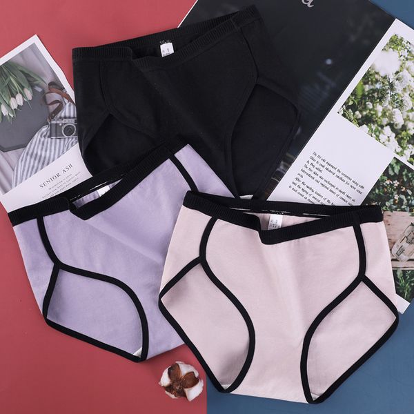 new thread cotton japanese splicing women's underwear solid color breathable mid waist girls briefs plus women panties, Black;pink
new thread cotton japanese splicing women's underwear solid color breathable mid waist girls briefs plus women panties, Black;pink