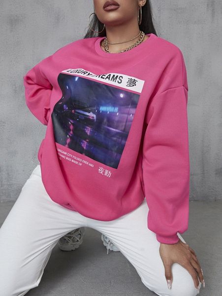 sxy slogan & car print drop shoulder pullover k9ge#, White;black
sxy slogan & car print drop shoulder pullover k9ge#, White;black