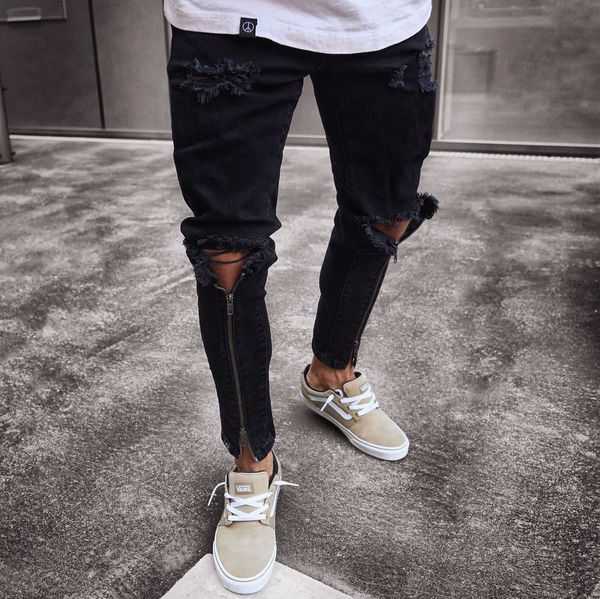 2020 mens cool black jeans skinny tattered zipper elastic slim fit hip-hop ripped pants men plus size streetwear, Blue
2020 mens cool black jeans skinny tattered zipper elastic slim fit hip-hop ripped pants men plus size streetwear, Blue