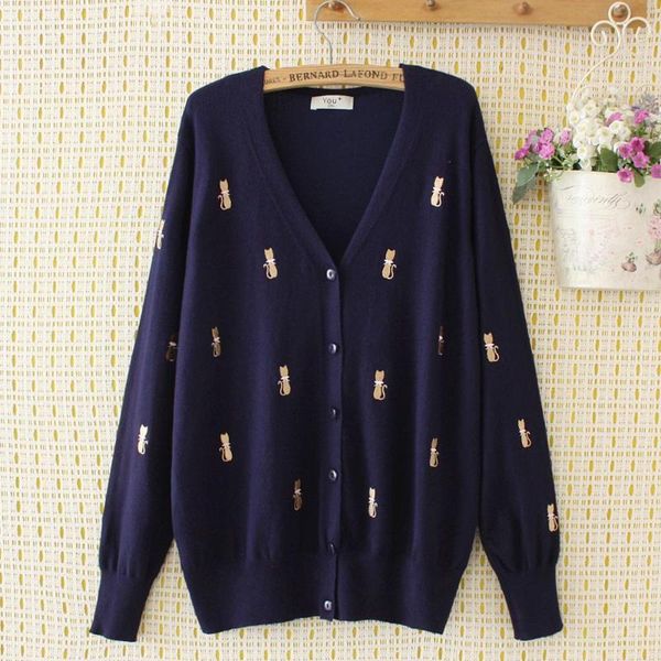 plus size navy cat embroidery v-neck wool women loose sweater jackets 2021 new winter casual ladies knitted cardigans female, White
plus size navy cat embroidery v-neck wool women loose sweater jackets 2021 new winter casual ladies knitted cardigans female, White