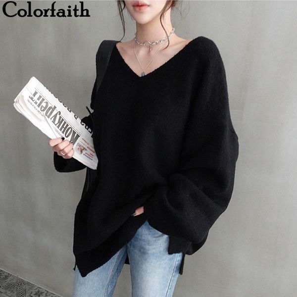 colorfaith 2020 autumn winter women's pullover oversize sweaters v-neck long sleeve minimalist korean knitted pink sw8108 y200722, White;black
colorfaith 2020 autumn winter women's pullover oversize sweaters v-neck long sleeve minimalist korean knitted pink sw8108 y200722, White;black