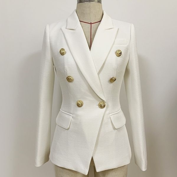 new baroque designer blazer jacket women's classic metal lion buttons double breasted slim fitting blazer 201201, White;black
new baroque designer blazer jacket women's classic metal lion buttons double breasted slim fitting blazer 201201, White;black