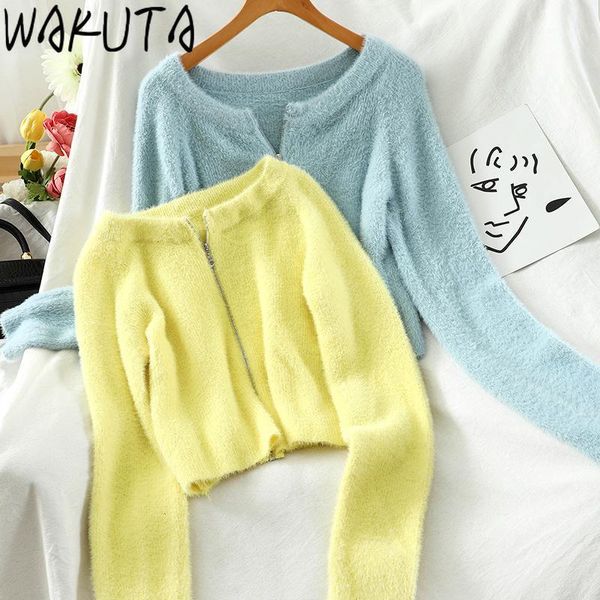 wakuta short knitted cardigan women elegant simple fashion slim zipper o-neck solid color chic soft female sweater outwear1, White
wakuta short knitted cardigan women elegant simple fashion slim zipper o-neck solid color chic soft female sweater outwear1, White