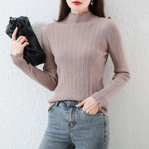 2021 new elegant women turtleneck ruffled collar knitted jumper autumn winter long sleeve tight sweater black white nvn0, White;black
2021 new elegant women turtleneck ruffled collar knitted jumper autumn winter long sleeve tight sweater black white nvn0, White;black