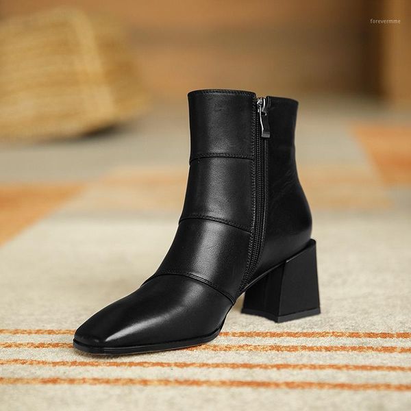 genuine leather thick high heels ankle boots winter boots for women side zipper square toe dress wedding shoes woman1, Black
genuine leather thick high heels ankle boots winter boots for women side zipper square toe dress wedding shoes woman1, Black