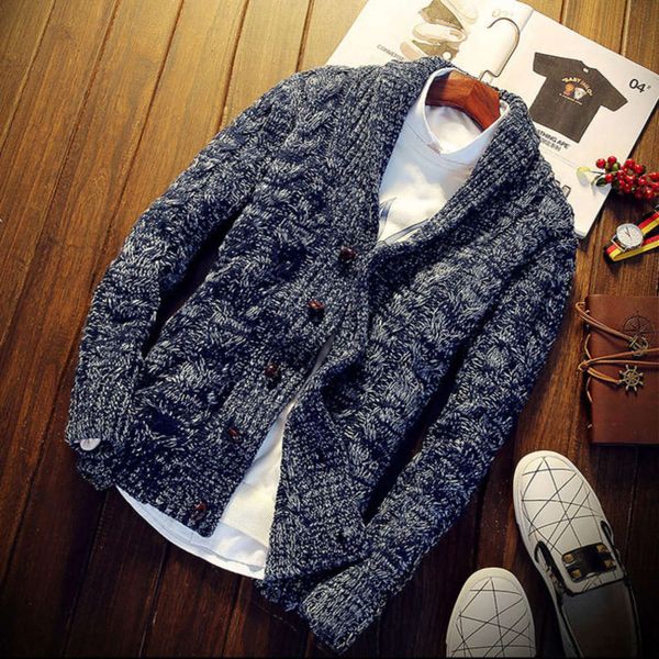 autumn and winter new thick lapel coat button cardigan casual men's sweater fashion, Black
autumn and winter new thick lapel coat button cardigan casual men's sweater fashion, Black