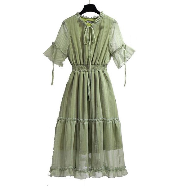 party dresses pure color women's clothing summer 2021 casual ruffled collar short flare sleeve elastic waist green black dress, White;black
party dresses pure color women's clothing summer 2021 casual ruffled collar short flare sleeve elastic waist green black dress, White;black