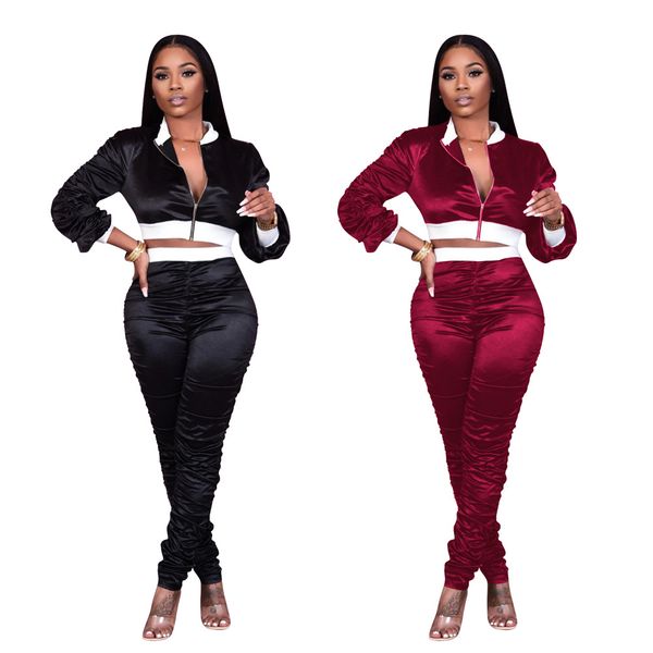women patchwork two piece sets stacked sleeve zipper cardigan clothing high waist stacked pants ladies sport sets, White
women patchwork two piece sets stacked sleeve zipper cardigan clothing high waist stacked pants ladies sport sets, White