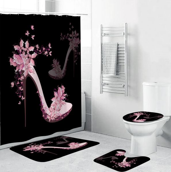 pink high heels pattern bathroom curtain set black shower curtains with hooks non-slip rugs toilet lid cover bath mat carpet set
pink high heels pattern bathroom curtain set black shower curtains with hooks non-slip rugs toilet lid cover bath mat carpet set