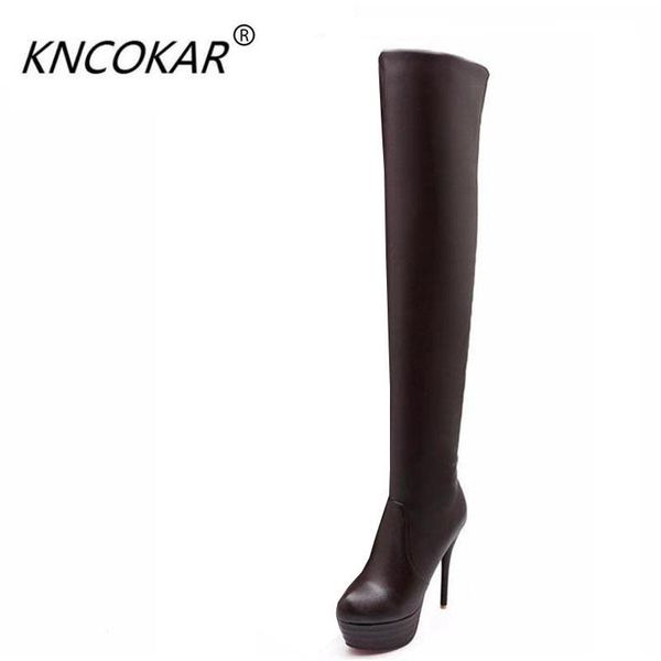 the new style of over-the-knee boots with a thin leg waterproof platform with high heels and a round head boots, Black
the new style of over-the-knee boots with a thin leg waterproof platform with high heels and a round head boots, Black