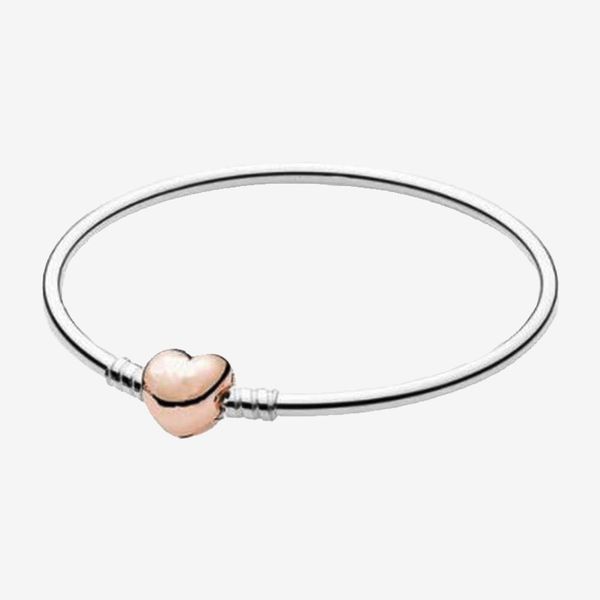 925 sterling silver pan bracelet rose gold heart clasp classic bracelet fit european charm bracelets women jewelry, Black
925 sterling silver pan bracelet rose gold heart clasp classic bracelet fit european charm bracelets women jewelry, Black