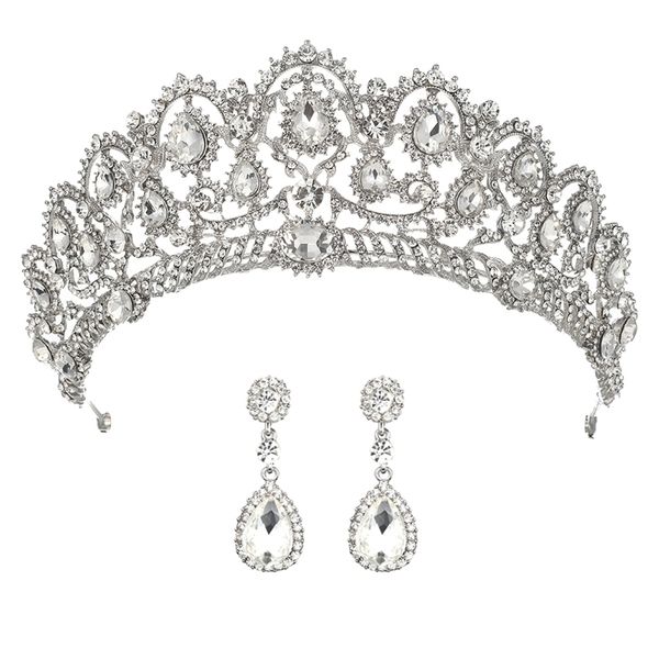 wedding crown bridal tiaras with earrings princess crown for women bride headband head piece hair jewelry hair ornaments diadem t200108, White;golden
wedding crown bridal tiaras with earrings princess crown for women bride headband head piece hair jewelry hair ornaments diadem t200108, White;golden