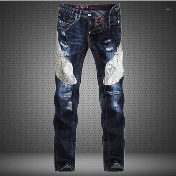 european and american men's jeans blue eagle splicing slim straight jeans trendy 5881
european and american men's jeans blue eagle splicing slim straight jeans trendy 5881