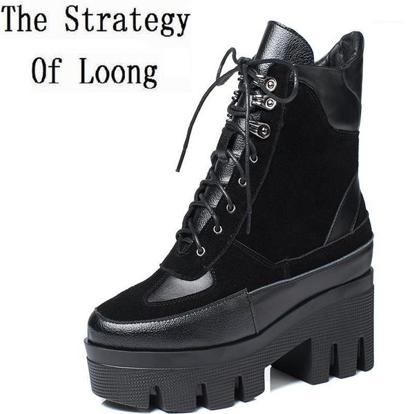 boots winter cow leather lace-up women chunky platform genuine ankle spring autumn real short zy171201, Black
boots winter cow leather lace-up women chunky platform genuine ankle spring autumn real short zy171201, Black