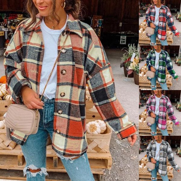2020 women fashion lattice lapel button casual long sleeve loose overcoat coat autumn&winter fashion loose plaid shirt 12041, Black;brown
2020 women fashion lattice lapel button casual long sleeve loose overcoat coat autumn&winter fashion loose plaid shirt 12041, Black;brown