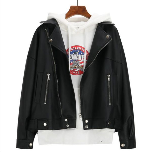 2021 new female fake autumn leather solid korean-style cotton plus casual ladies with turn-down collar jacket outerwear tspd, Black
2021 new female fake autumn leather solid korean-style cotton plus casual ladies with turn-down collar jacket outerwear tspd, Black