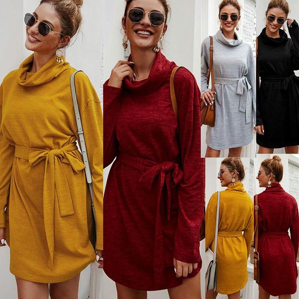 2021 new design solid color women's dress autumn and winter new long sleeve sweater dress casual women clothing, Black;gray
2021 new design solid color women's dress autumn and winter new long sleeve sweater dress casual women clothing, Black;gray
