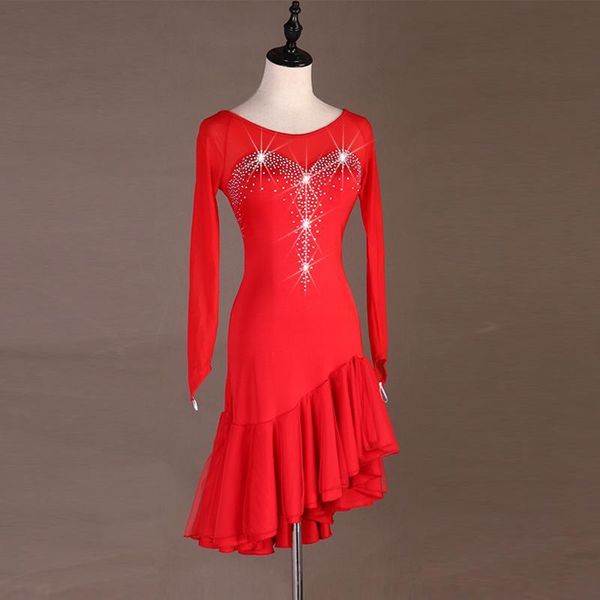 stage wear custom women long sleeve cha rhinestone latin dance dress for salsa samba rumba professional dancewear competition dresses, Black;red
stage wear custom women long sleeve cha rhinestone latin dance dress for salsa samba rumba professional dancewear competition dresses, Black;red