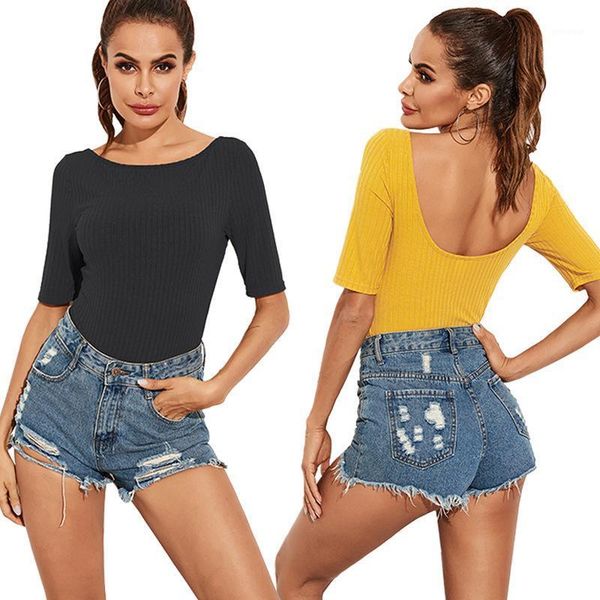 backless slim knit pit strip jumpsuit women 2020 summer o-neck middle sleeve elastic skinny bodysuit women bottoming shirt1, Black;white
backless slim knit pit strip jumpsuit women 2020 summer o-neck middle sleeve elastic skinny bodysuit women bottoming shirt1, Black;white