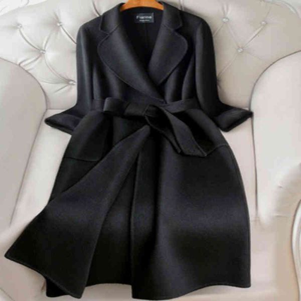 women's wool & blends high end double sided cashmere overcoat women autumn winter korean white long lacing belt loose plus size 100% co, Black
women's wool & blends high end double sided cashmere overcoat women autumn winter korean white long lacing belt loose plus size 100% co, Black