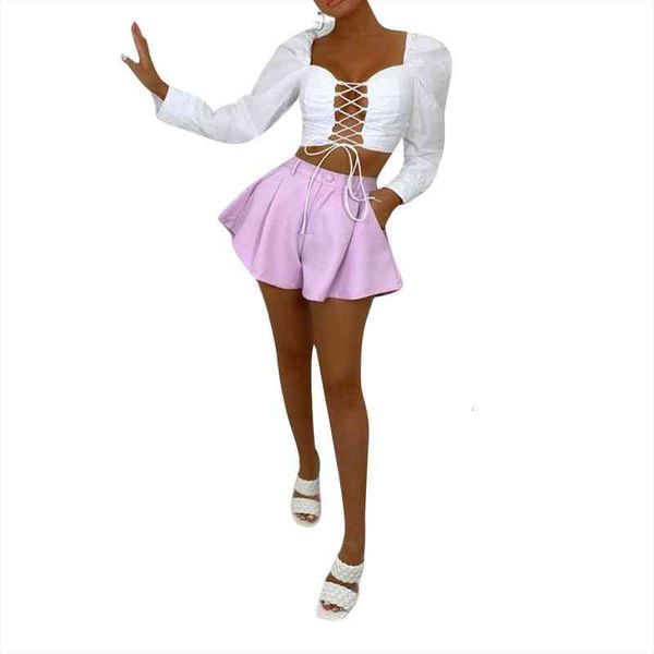 women summer fashion short pants solid color high-waist business flared shorts with pockets for girls 4 colors, White;black
women summer fashion short pants solid color high-waist business flared shorts with pockets for girls 4 colors, White;black