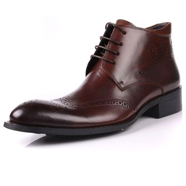 autumn and winter new high boots men's shoes british pointed carved leather men's boots business block short, Black
autumn and winter new high boots men's shoes british pointed carved leather men's boots business block short, Black