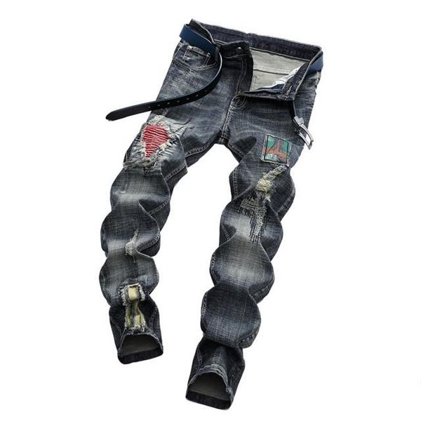 brand men's designer distressed ripped skinny ripped jeans fashionable luxury fashion hip hop version skinny ripped pa, Blue
brand men's designer distressed ripped skinny ripped jeans fashionable luxury fashion hip hop version skinny ripped pa, Blue