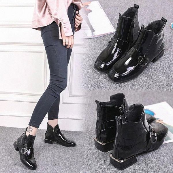 women anckle boots zipper ladies patent leather chunky heels woman shoes shiny buckle warm female fashion new autumn 2020 #ea8m, Black
women anckle boots zipper ladies patent leather chunky heels woman shoes shiny buckle warm female fashion new autumn 2020 #ea8m, Black