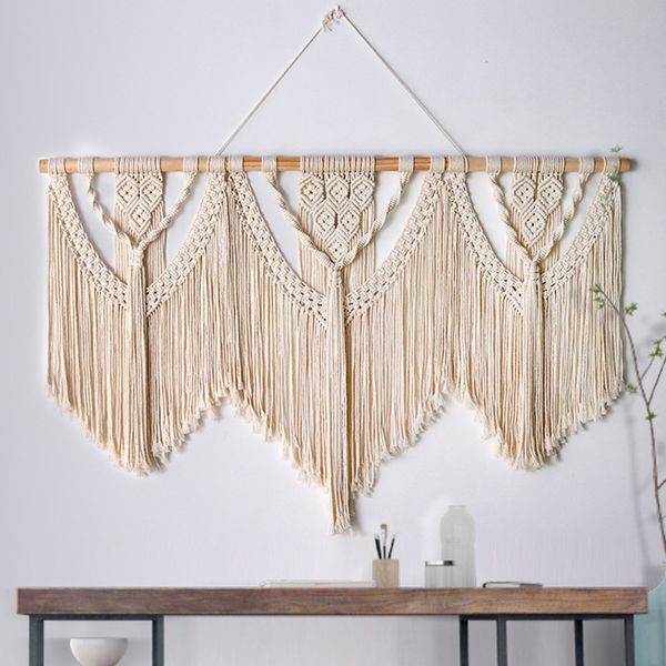 large macrame wall hanging tapestry with wooden stick hand-woven bohemia tassel curtain tapestry wedding backgrou boho decor
large macrame wall hanging tapestry with wooden stick hand-woven bohemia tassel curtain tapestry wedding backgrou boho decor