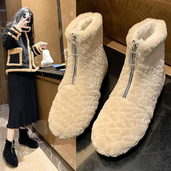 boots mid-calf booties women female shoes low heels booties plush zipper australia round toe winter footwear short lolita, Black
boots mid-calf booties women female shoes low heels booties plush zipper australia round toe winter footwear short lolita, Black