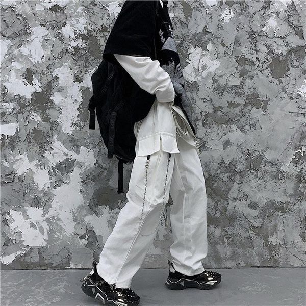 lychee harajuku solid color chain women pants loose pockets zipper elastic waist female trousers casual autumn bottoms, Black;white
lychee harajuku solid color chain women pants loose pockets zipper elastic waist female trousers casual autumn bottoms, Black;white