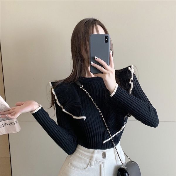 oceanlove ruffles pull femme hiver vintage slim solid autumn winter clohtes women sweaters korean pullovers 18824 201203, White;black
oceanlove ruffles pull femme hiver vintage slim solid autumn winter clohtes women sweaters korean pullovers 18824 201203, White;black