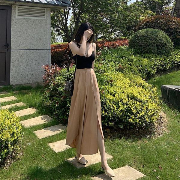 2019 summer new product port simple small sling high waist irregular loose wide leg pants single selling womens suit, Gray
2019 summer new product port simple small sling high waist irregular loose wide leg pants single selling womens suit, Gray