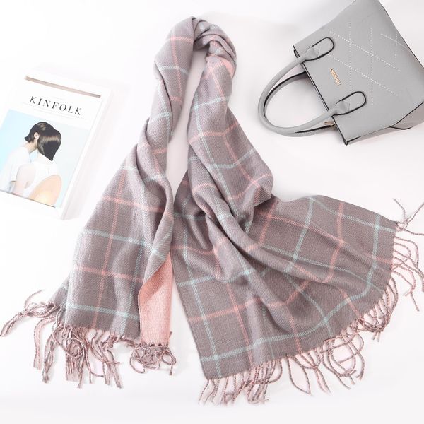 fashion plaid scarf women tassels scarf double side thick warm winter scarves long size female cashmere scarves y201007, Blue;gray
fashion plaid scarf women tassels scarf double side thick warm winter scarves long size female cashmere scarves y201007, Blue;gray