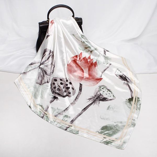scarves summer imitation 90*90cm silk scarf women chinese painting printing large square baotou, Blue;gray
scarves summer imitation 90*90cm silk scarf women chinese painting printing large square baotou, Blue;gray