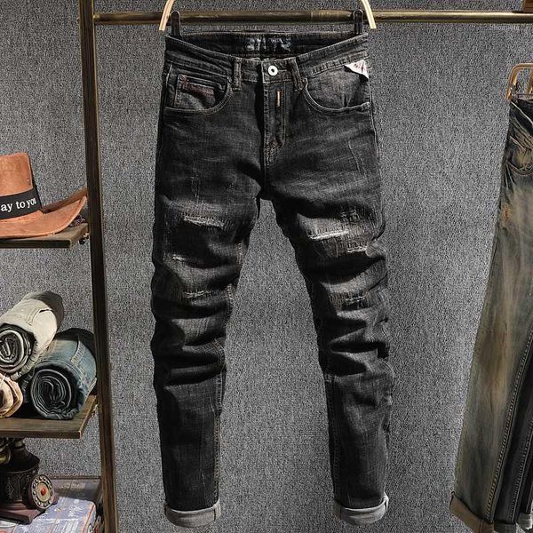italian style fashion men jeans black gray color slim fit ripped jeans men denim pencil pants streetwear hip hop homme1, Blue
italian style fashion men jeans black gray color slim fit ripped jeans men denim pencil pants streetwear hip hop homme1, Blue