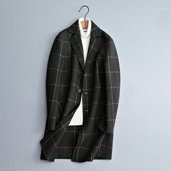 double faced woolen coat men's medium long woolen denim windbreaker cashmere coat army green 2021 spring new men1, Black
double faced woolen coat men's medium long woolen denim windbreaker cashmere coat army green 2021 spring new men1, Black