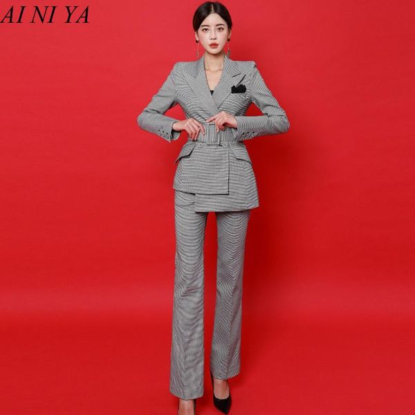 women's pants suits slim fit office lady plaid women's suit two-piece set double-breasted irregular blazers+ trousers, White
women's pants suits slim fit office lady plaid women's suit two-piece set double-breasted irregular blazers+ trousers, White