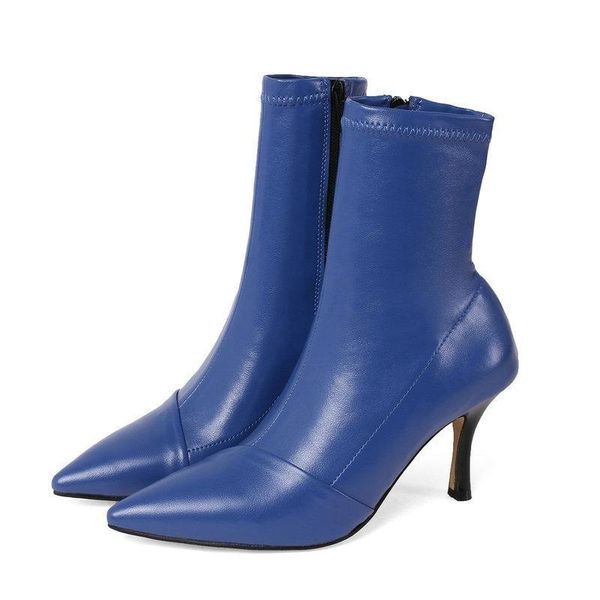 women thin high heel stretch boots fashion side zipper short boots female pointed toe autumn winter shoes woman, Black
women thin high heel stretch boots fashion side zipper short boots female pointed toe autumn winter shoes woman, Black