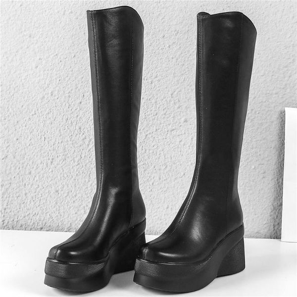 boots 2021 thigh high fashion sneakers women genuine leather wedges heel motorcycle female round toe long shaft pumps shoes, Black
boots 2021 thigh high fashion sneakers women genuine leather wedges heel motorcycle female round toe long shaft pumps shoes, Black