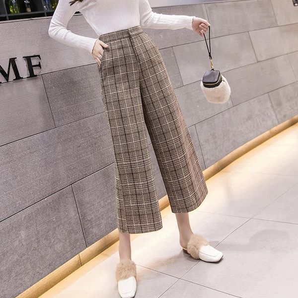 s-2xl high-waist plaid woolen wide leg trousers women 2020 winter ankle-length loose pants women england style pantalones mujer, Black;white
s-2xl high-waist plaid woolen wide leg trousers women 2020 winter ankle-length loose pants women england style pantalones mujer, Black;white