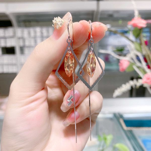 new style long water drop earrings s925 sterling silver fashion simple anti loss tassel crystal ear line for women
new style long water drop earrings s925 sterling silver fashion simple anti loss tassel crystal ear line for women