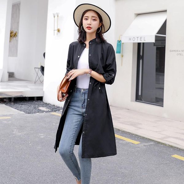 women's trench coats spring windbreaker clothes loosen drawstring coat harajuku long korean style jacket slim outwear a151, Tan;black
women's trench coats spring windbreaker clothes loosen drawstring coat harajuku long korean style jacket slim outwear a151, Tan;black