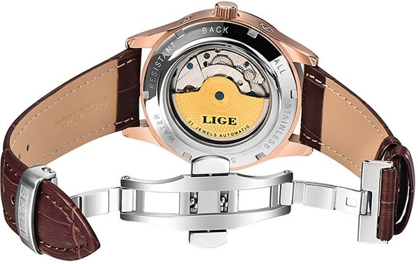 lige waterproof mens watches business calendar mechanical een watch automatic gold white leather strap wristwatch, Slivery;brown
lige waterproof mens watches business calendar mechanical een watch automatic gold white leather strap wristwatch, Slivery;brown