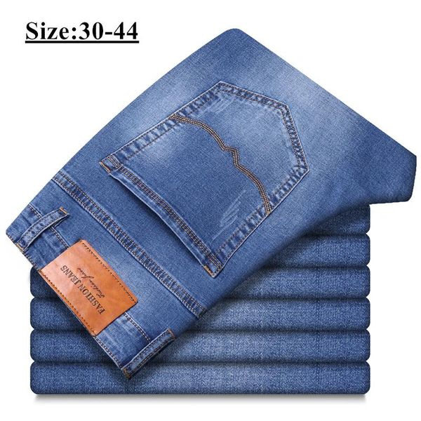 new men straight jeans classic loose cotton stretch denim light blue casual business office pants plus size 42 44
new men straight jeans classic loose cotton stretch denim light blue casual business office pants plus size 42 44